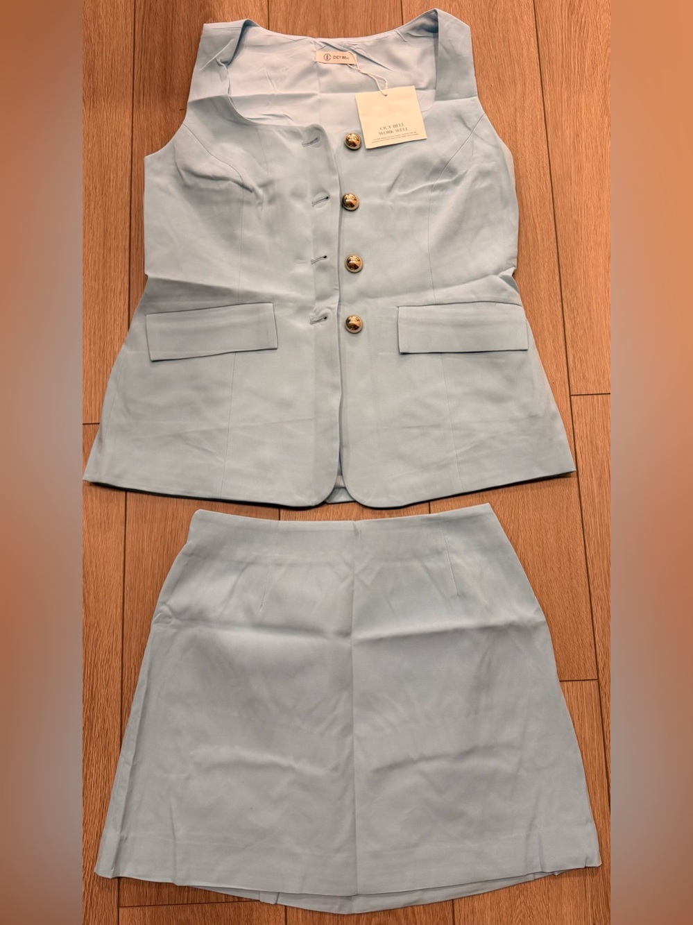 NWT- duo set- Light Blue Women's Skirt and Vest Top - size medium